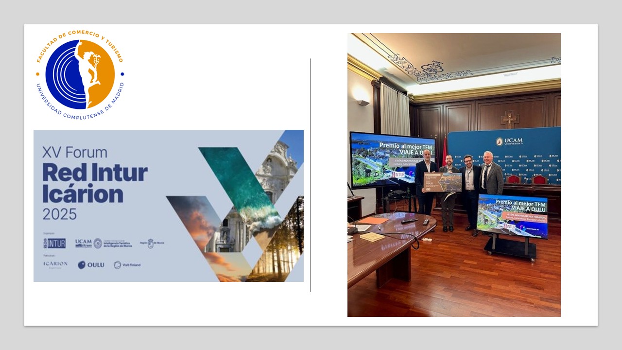 El estudiante de la Facultad de Comercio y Turismo Iván Muela, Segundo Premio en el XV Fórum REDINTUR-Icárion al mejor TFM de Turismo Sostenible